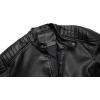 imageWULFUL Mens Stand Collar Leather Jacket Motorcycle Lightweight Faux Leather OutwearBlack0075