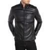 imageWULFUL Mens Stand Collar Leather Jacket Motorcycle Lightweight Faux Leather OutwearBlack1301