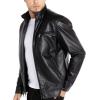 imageWULFUL Mens Stand Collar Leather Jacket Motorcycle Lightweight Faux Leather OutwearBlack1301