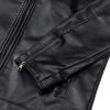 imageWULFUL Mens Stand Collar Leather Jacket Motorcycle Lightweight Faux Leather OutwearBlack1303