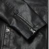 imageWULFUL Mens Stand Collar Leather Jacket Motorcycle Lightweight Faux Leather OutwearBlack1304