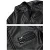 imageWULFUL Mens Stand Collar Leather Jacket Motorcycle Lightweight Faux Leather OutwearBlack1304
