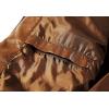 imageWULFUL Mens Stand Collar Leather Jacket Motorcycle Lightweight Faux Leather OutwearBrown