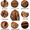 imageWULFUL Mens Stand Collar Leather Jacket Motorcycle Lightweight Faux Leather OutwearBrown