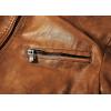 imageWULFUL Mens Stand Collar Leather Jacket Motorcycle Lightweight Faux Leather OutwearBrown