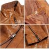 imageWULFUL Mens Stand Collar Leather Jacket Motorcycle Lightweight Faux Leather OutwearBrown1301