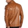 imageWULFUL Mens Stand Collar Leather Jacket Motorcycle Lightweight Faux Leather OutwearBrown1301