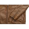 imageWULFUL Mens Stand Collar Leather Jacket Motorcycle Lightweight Faux Leather OutwearBrown1304