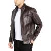 imageWULFUL Mens Stand Collar Leather Jacket Motorcycle Lightweight Faux Leather OutwearCoffee1301