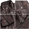 imageWULFUL Mens Stand Collar Leather Jacket Motorcycle Lightweight Faux Leather OutwearCoffee1301