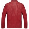 imageWULFUL Mens Stand Collar Leather Jacket Motorcycle Lightweight Faux Leather OutwearRed