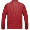 imageWULFUL Mens Stand Collar Leather Jacket Motorcycle Lightweight Faux Leather OutwearRed031