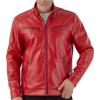 imageWULFUL Mens Stand Collar Leather Jacket Motorcycle Lightweight Faux Leather OutwearRed031