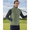 imageWULFUL Mens Windproof Lightweight Golf Vest Outerwear with Pockets Softshell Sleeveless Jacket for Travel Hiking RunningArmy Green