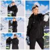 imageWULFUL Womens Waterproof Snow Ski Jacket Mountain Windproof Winter Coat with Detachable HoodBlack