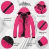 imageWULFUL Womens Waterproof Snow Ski Jacket Mountain Windproof Winter Coat with Detachable HoodPeach Red