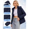 imageWULFUL Womens Winter Coats Lightweight Warm Thicken Puffer Jacket Waterproof Quilted Winter Jackets with Removable HoodNavy