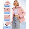 imageWULFUL Womens Winter Coats Lightweight Warm Thicken Puffer Jacket Waterproof Quilted Winter Jackets with Removable HoodPink