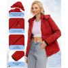 imageWULFUL Womens Winter Coats Lightweight Warm Thicken Puffer Jacket Waterproof Quilted Winter Jackets with Removable HoodWine Red