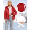 imageWULFUL Womens Winter Coats Lightweight Warm Thicken Puffer Jacket Waterproof Quilted Winter Jackets with Removable HoodWine Red