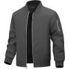 imageWULFUL Boys Bomber Jackets Kids Spring Fall Zip Up Varsity Windbreak JacketsDark Grey