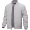 imageWULFUL Boys Bomber Jackets Kids Spring Fall Zip Up Varsity Windbreak JacketsLight Grey
