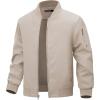 imageWULFUL Boys Bomber Jackets Kids Spring Fall Zip Up Varsity Windbreak JacketsLight Khaki