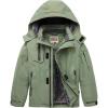 imageWULFUL Boys Waterproof Ski Jacket Warm Fleece Hooded Winter Snow CoatArmy Green0006