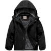 imageWULFUL Boys Waterproof Ski Jacket Warm Fleece Hooded Winter Snow CoatBlack
