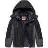 imageWULFUL Boys Waterproof Ski Jacket Warm Fleece Hooded Winter Snow CoatBlackgrey