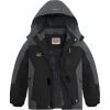 imageWULFUL Boys Waterproof Ski Jackets Warm Fleece Lined Hooded Winter Snow CoatBlack Grey