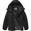 imageWULFUL Boys Waterproof Ski Snow Jacket Winter Thick Fleece Jacket Outdoor Windproof CoatBlack