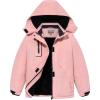 imageWULFUL Girls Waterproof Ski Jacket Warm Fleece Hooded Winter Snow CoatPink