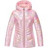 imageWULFUL Girls Winter Waterproof Coat Warm Hooded Parka Jacket LongGradient Pink