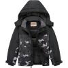imageWULFUL Kids Waterproof Ski Jacket Warm Fleece Hooded Boys and Girls Winter Snow Coat OutwearWindproof RainCoatBlack Camouflage
