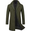 imageWULFUL Men Wool Trench Coat Slim Fit Winter CoatArmy Green