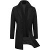 imageWULFUL Men Wool Trench Coat Slim Fit Winter CoatBlack