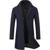 imageWULFUL Men Wool Trench Coat Slim Fit Winter CoatNavy