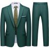 imageWULFUL Mens 2 Piece Slim Fit Suit Set One Button Blazer Jacket Pants Tuxedo Set for Party Wedding and BusinessBlackish Green