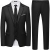 imageWULFUL Mens 3 Piece Slim Fit Suit Set Two Button Blazer Jacket Vest Pants Tuxedo Set for Party Wedding and BusinessBlack