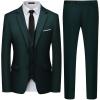 imageWULFUL Mens 3 Piece Slim Fit Suit Set Two Button Blazer Jacket Vest Pants Tuxedo Set for Party Wedding and BusinessBlackish Green