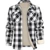 imageWULFUL Mens Flannel Shirts Jacket Casual Button Down Plaid Outerwear Coat Long Sleeve Fleece Shacket lightweightBlack649