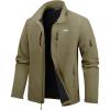 imageWULFUL Mens Lightweight Softshell Jacket Warm Fleece Lined Windbreaker Waterproof Soft Shell OutdoorArmy Green