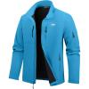 imageWULFUL Mens Lightweight Softshell Jacket Warm Fleece Lined Windbreaker Waterproof Soft Shell OutdoorBlue