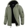 imageWULFUL Mens Lightweight Softshell Jacket Warm Fleece Lined Windbreaker Waterproof Soft Shell for Outdoor HikingArmy Green