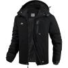 imageWULFUL Mens Ski Jackets Warm Winter Snow Windbreaker Resistant Snowboard Fleece Coat Mountain Waterproof Parka with HoodBlack