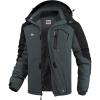 imageWULFUL Mens Ski Jackets Warm Winter Snow Windbreaker Resistant Snowboard Fleece Coat Mountain Waterproof Parka with HoodBlackdark Grey