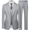 imageWULFUL Mens Slim Fit 3 Piece Suits Two Button Blazer Vest ampamp Pants Tuxedo Set for Business Wedding PartyLight Gray