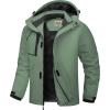 imageWULFUL Mens Waterproof Ski Jacket Warm Winter Coats Windproof Winter Jackets for Men Fleece Lined Windbreaker with HoodArmy Green