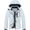 imageWULFUL Womens Waterproof Ski Jacket Warm Winter Coats Windproof Winter Jackets for Women Fleece Lined Windbreaker with HoodLight Grey